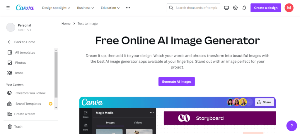 Canva Free AI Image Generator